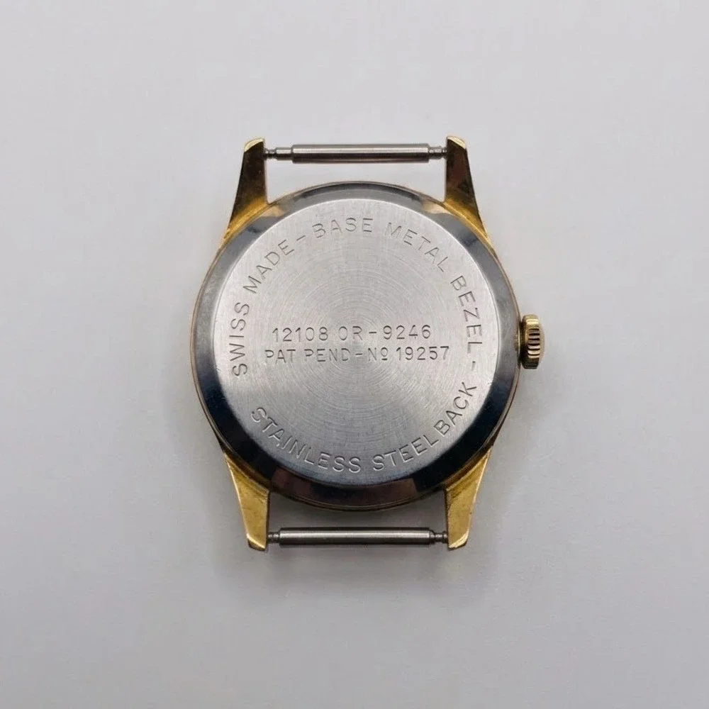 Vintage Endura Swiss Made Jump Hour Digital Watch Gold Tone 12108 OR-9246 1970s